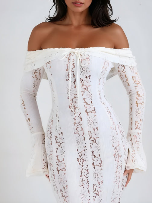 Spets Off-Shoulder Maxi Klänning