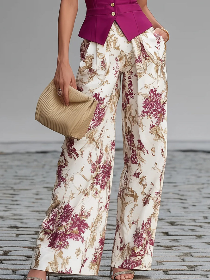 Rosa Pink Ärm-lös Väster Set