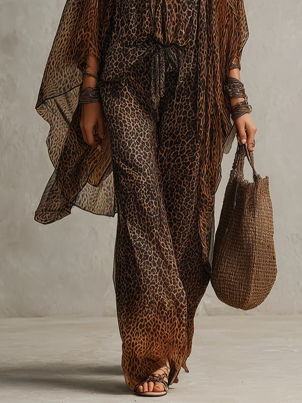 Bohemisk Gradient Leopardtryck Flödande Set