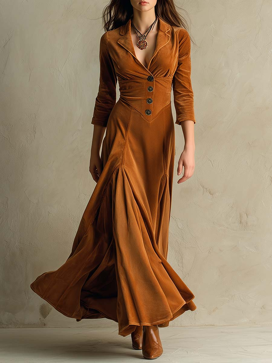 Brun Elegant Retro Kostym Klänning