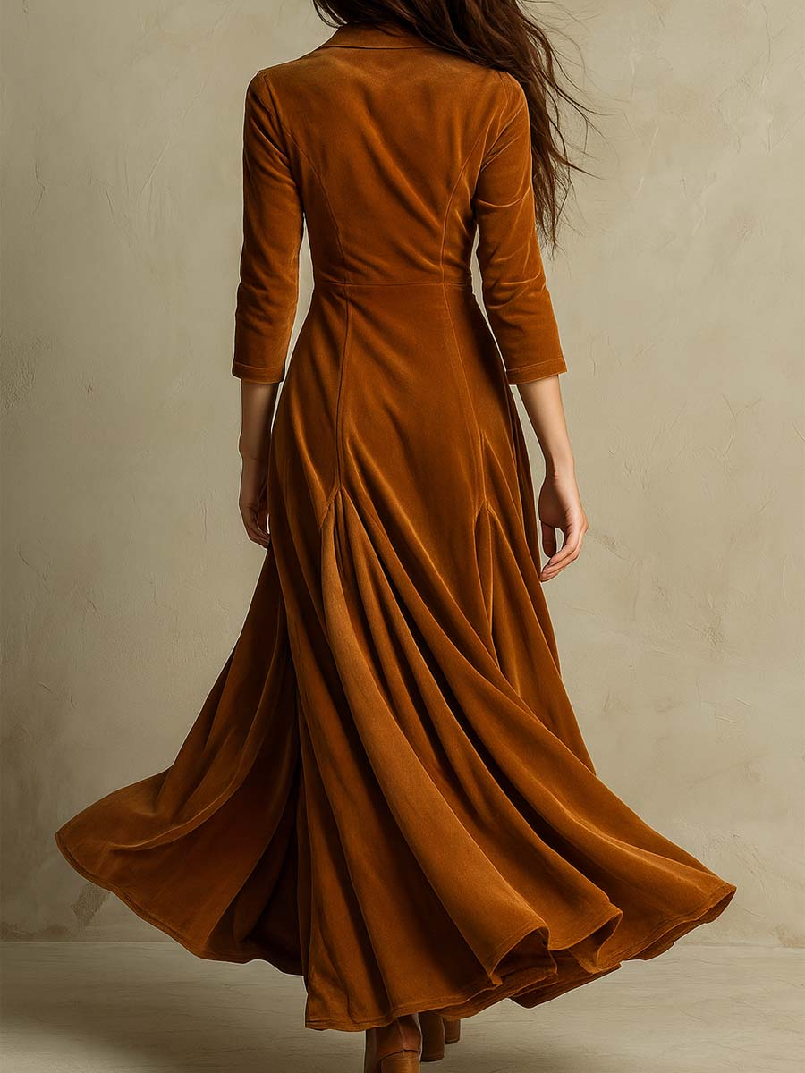 Brun Elegant Retro Kostym Klänning