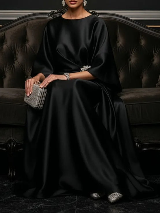 Svart Luxe Satin Maxi Klänning
