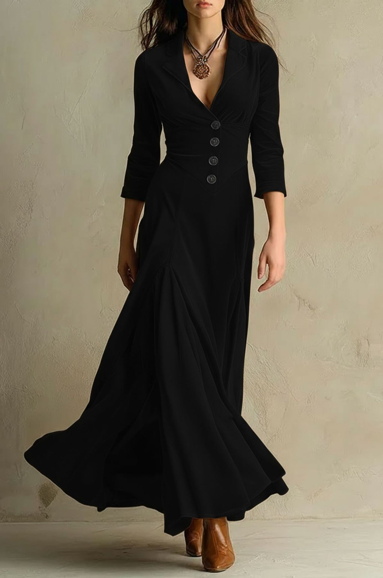 Brun Elegant Retro Kostym Klänning