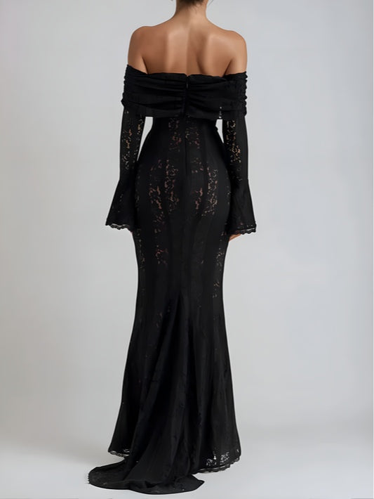 Spets Off-Shoulder Maxi Klänning