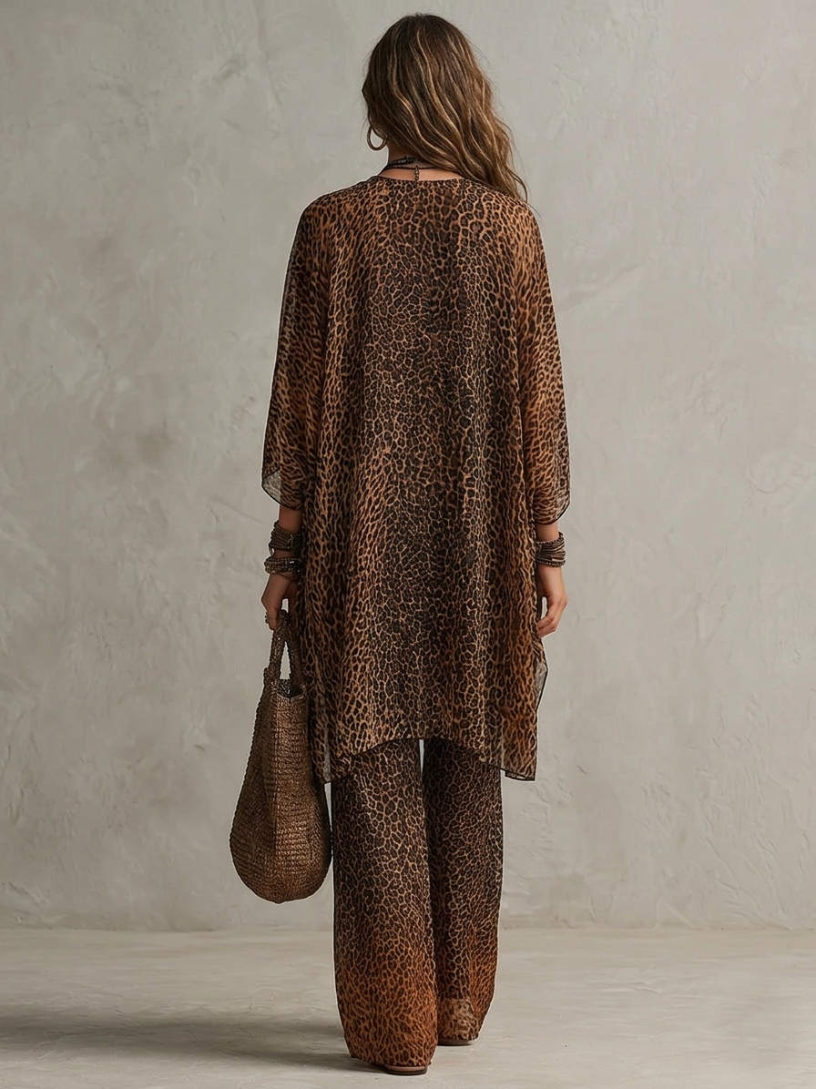 Bohemisk Gradient Leopardtryck Flödande Set