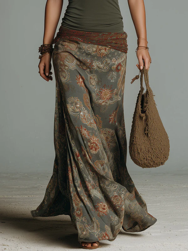 Grön Halterneck Paisley Vintage Klänning