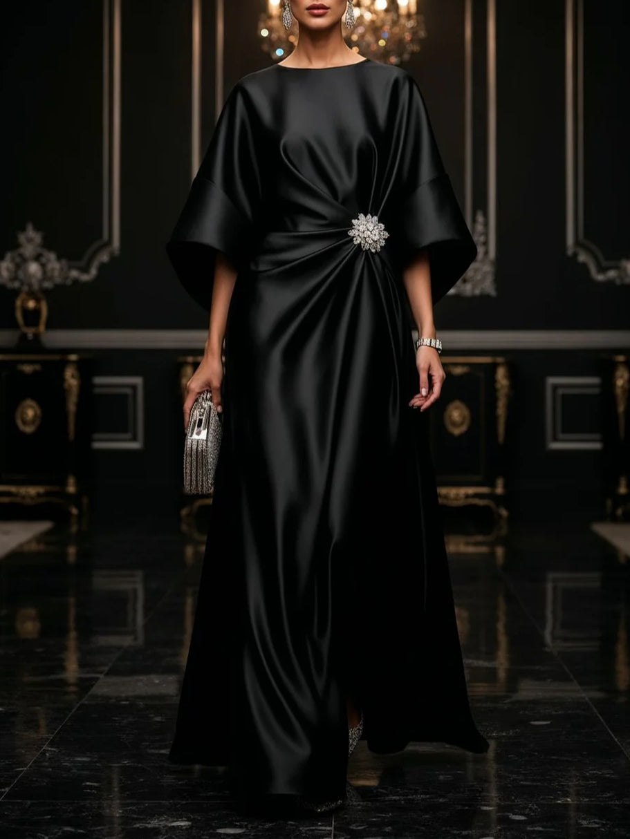 Svart Luxe Satin Maxi Klänning
