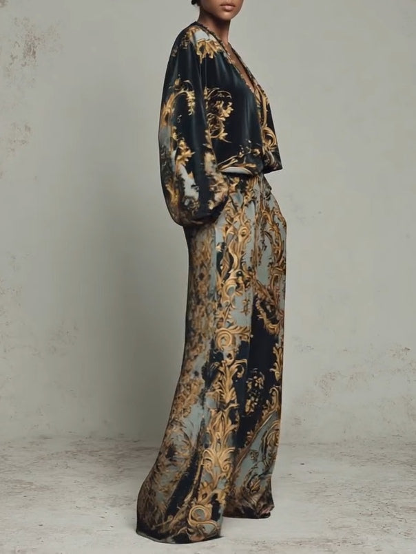 Barock Ornate Floral Print Kostym