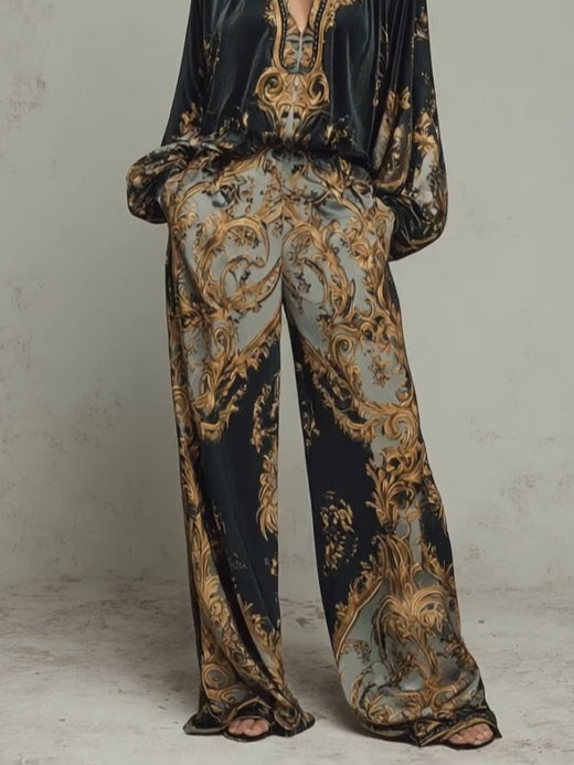 Barock Ornate Floral Print Kostym