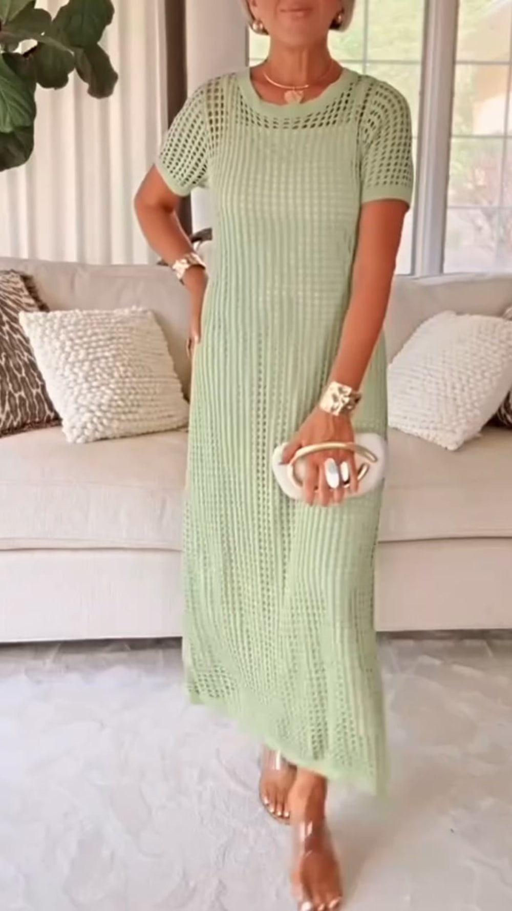 Elegant Båt Hals Urtvätt Klänning