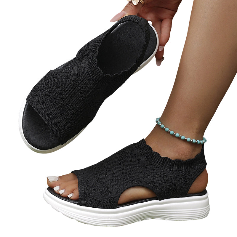 Lena | Andningsbara sandaler i stickat material
